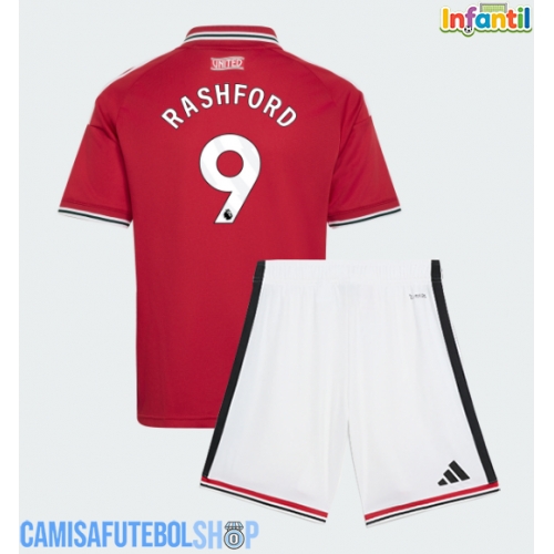 Camisa de time de futebol Manchester United Marcus Rashford #9 Replicas 1º Equipamento Infantil 2026-27 Manga Curta (+ Calças curtas)